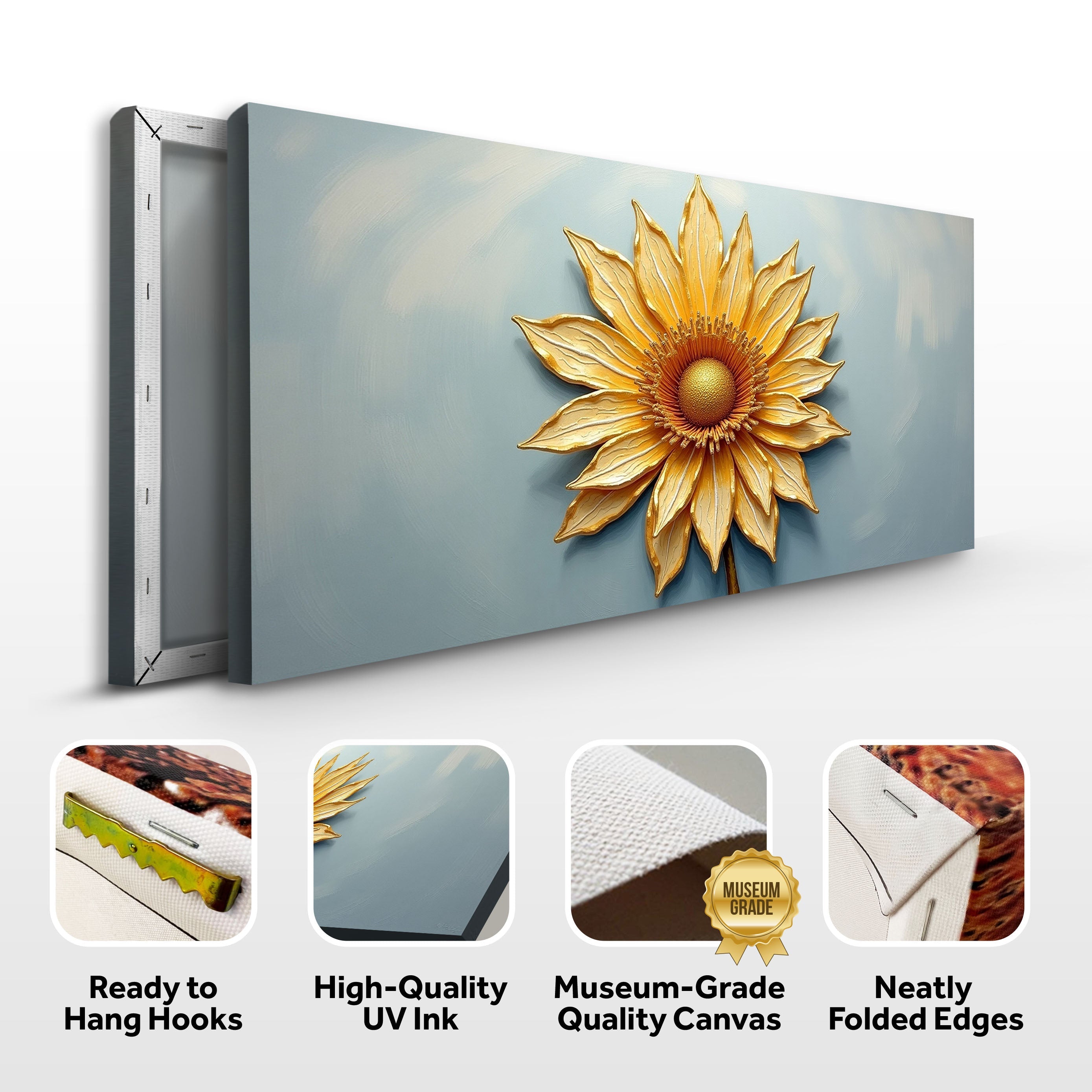 Golden Dandelion Minimalist Abstract Wall Art II