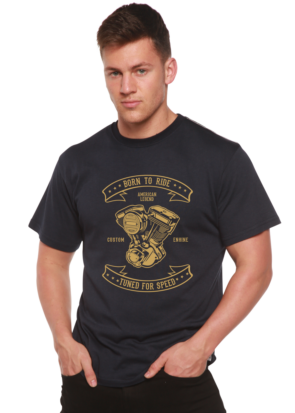 Born To Ride Men's Bamboo Viscose/Organic Cotton Short Sleeve Graphic T-Shirt