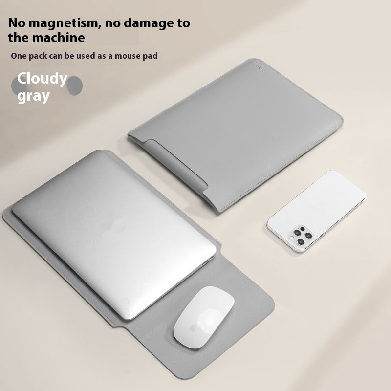 Cloudy gray thin laptop bag with flip cover, protective sleeve
