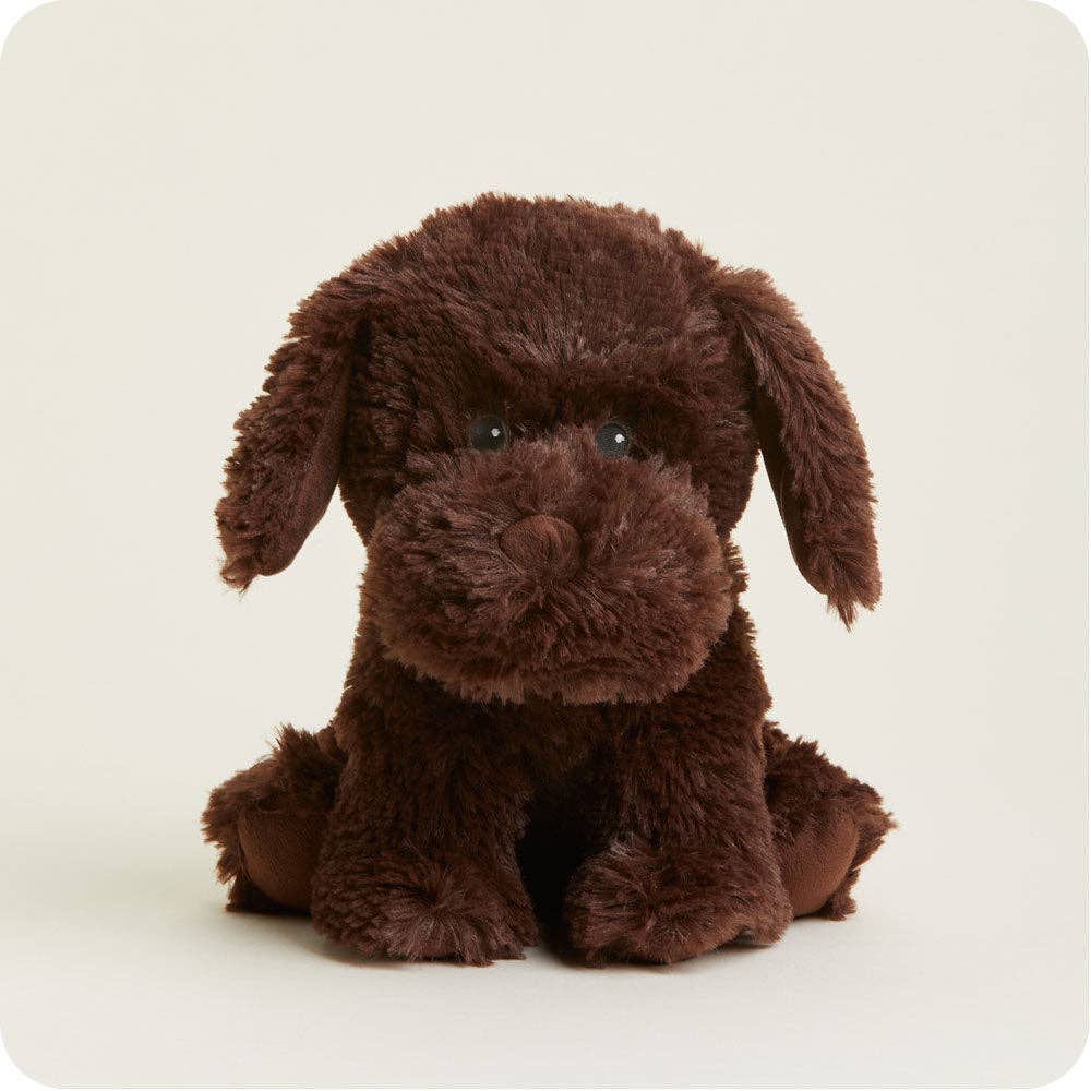 Chocolate brown plush labrador dog with round eyes and floppy ears