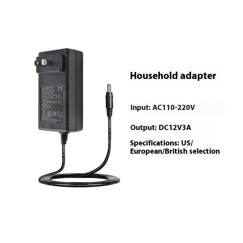 Black power adapter with cable for car cup warmer cooler, AC to DC output