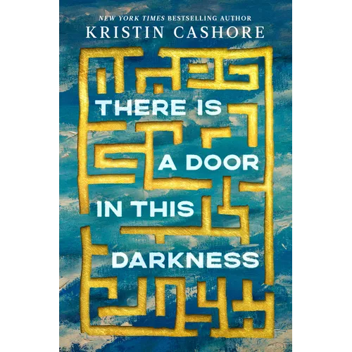 Hardcover book with teal and gold maze-style cover text and decorative border
