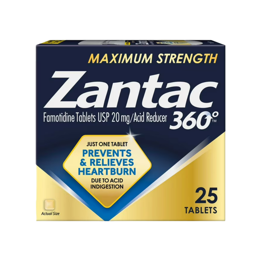 Zantac 360 Maximum Strength Acid Reducer 20mg Famotidine Tablets (25ct)