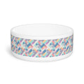 Pastel Pixel Weave in Diagonal Harmony - Pet Bowl