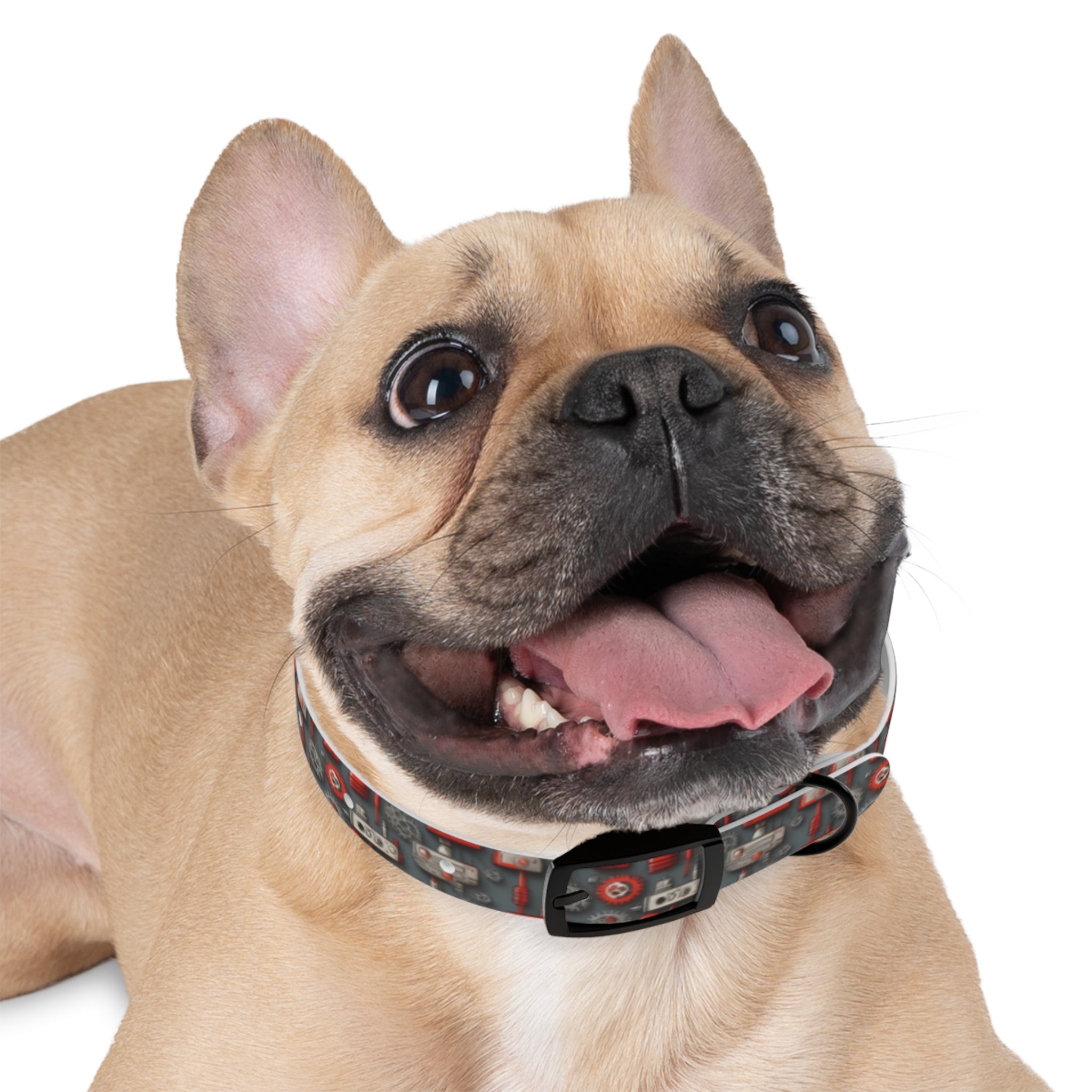 Crimson Cogs and Circuitry Pattern - Pet Collar Pet Zen