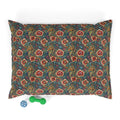 Crimson Blossoms on Teal Vintage Brocade Pattern - Pet Bed Pet Zen