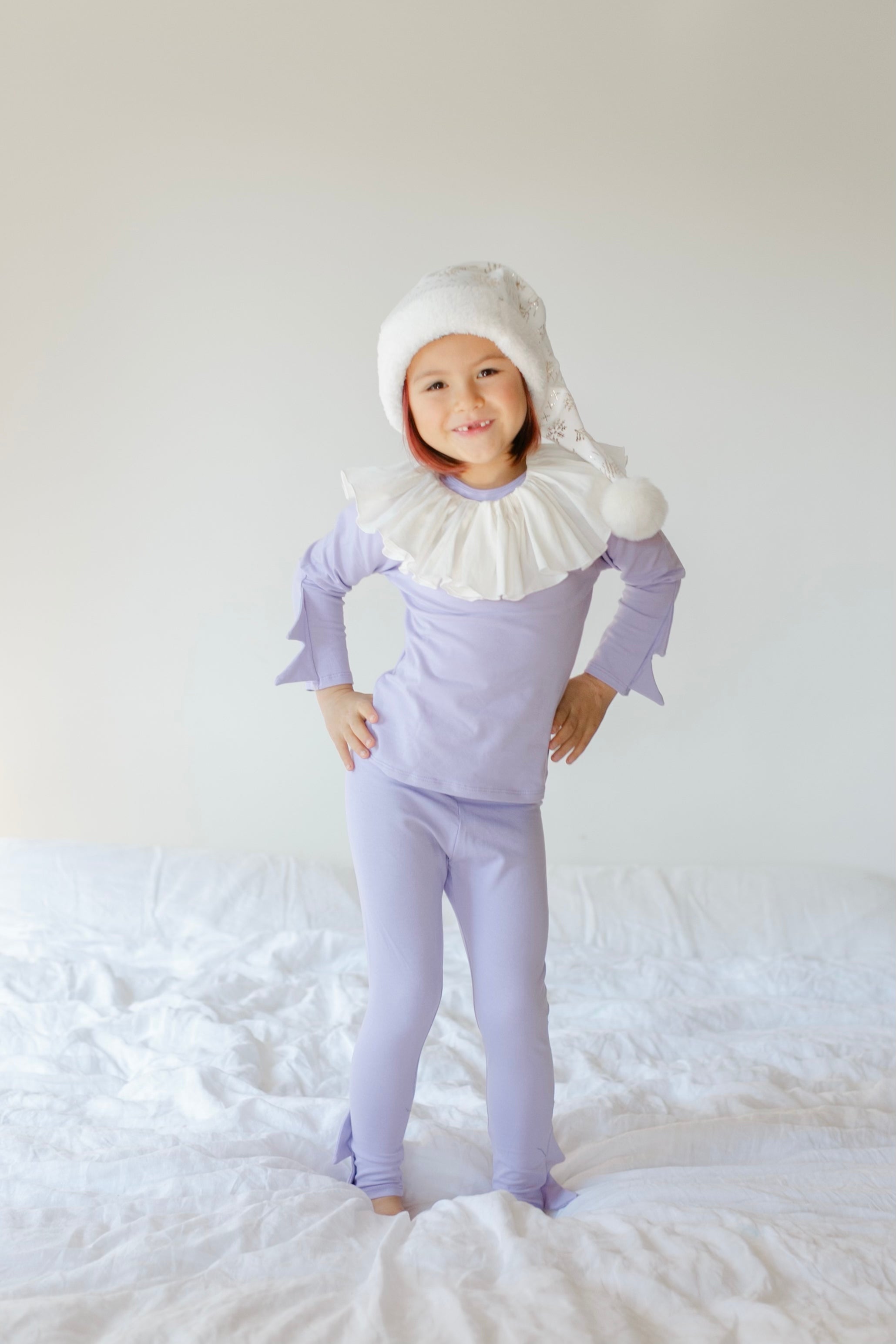 Pastel Purple Elf Pajama Costume for Kids – Holiday Christmas Sleepwear Outfit