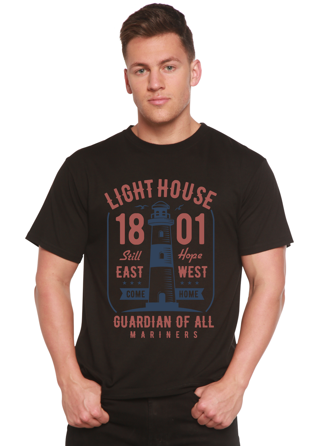 Light House Men's Bamboo Viscose/Organic Cotton Short Sleeve Graphic T-Shirt