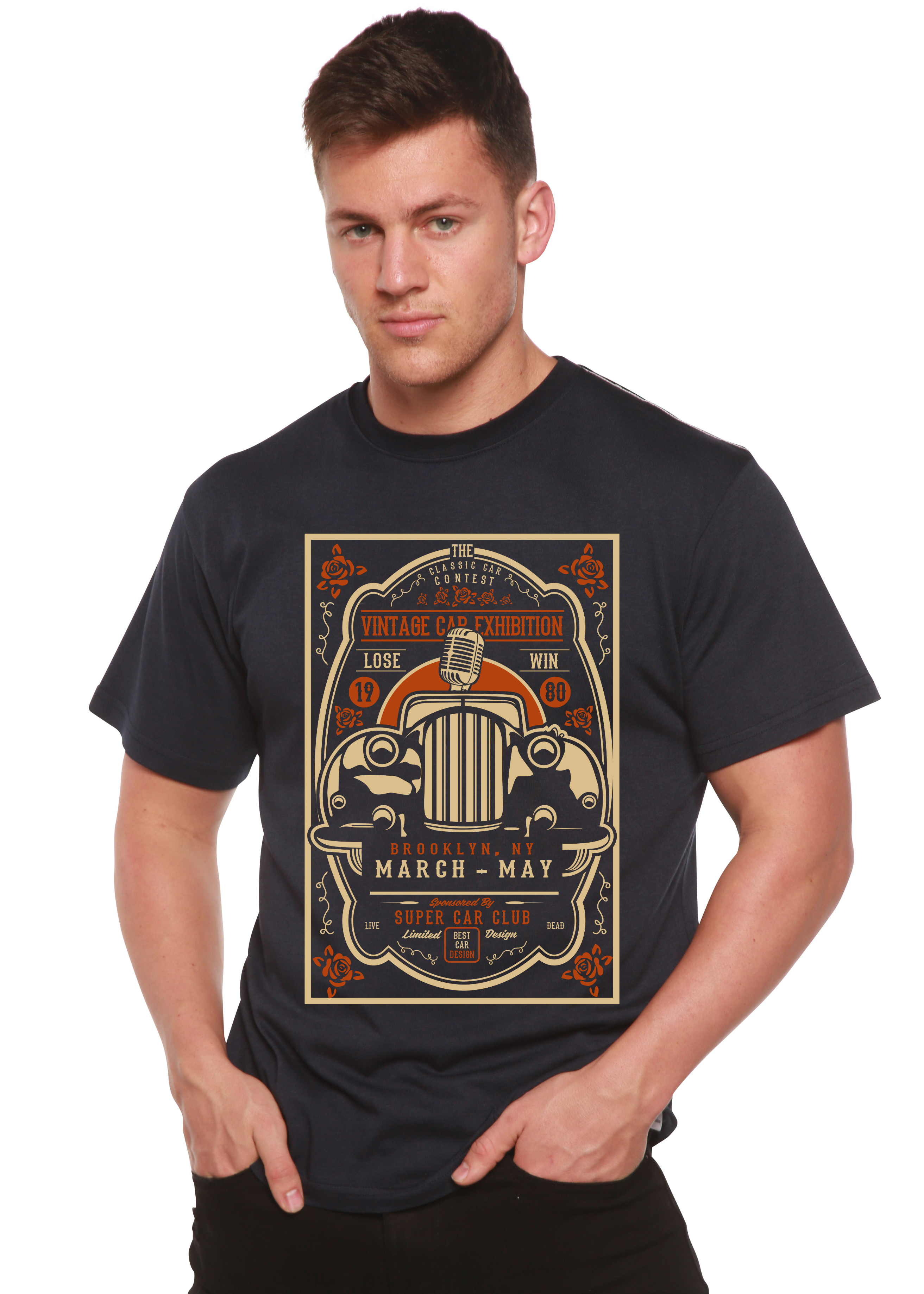 Vintage Car Spun Bamboo® Men's Bamboo Viscose/Organic Cotton Short Sleeve Graphic T-Shirt