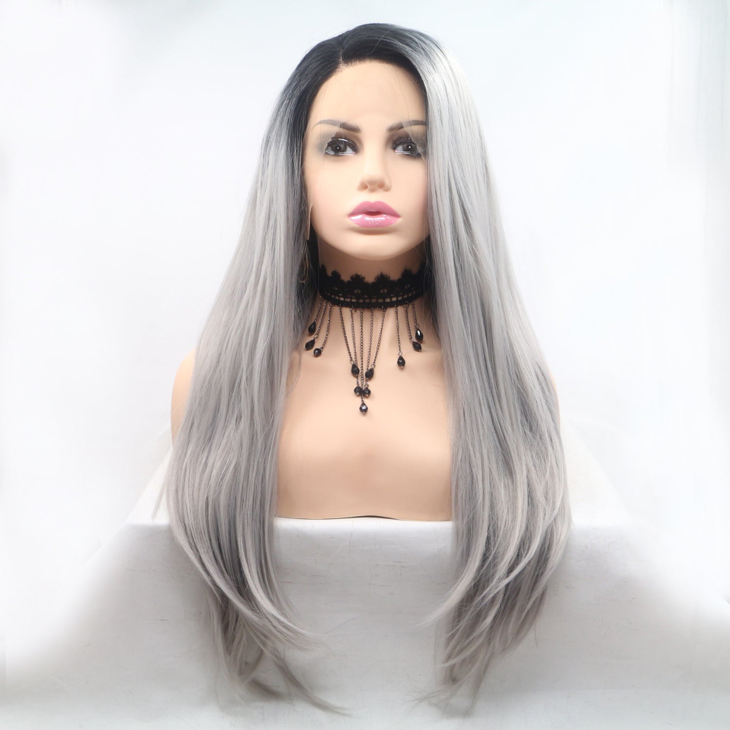 24" Long Straight Lace Front Wig
