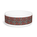 Crimson Cogs and Circuitry Pattern - Pet Bowl
