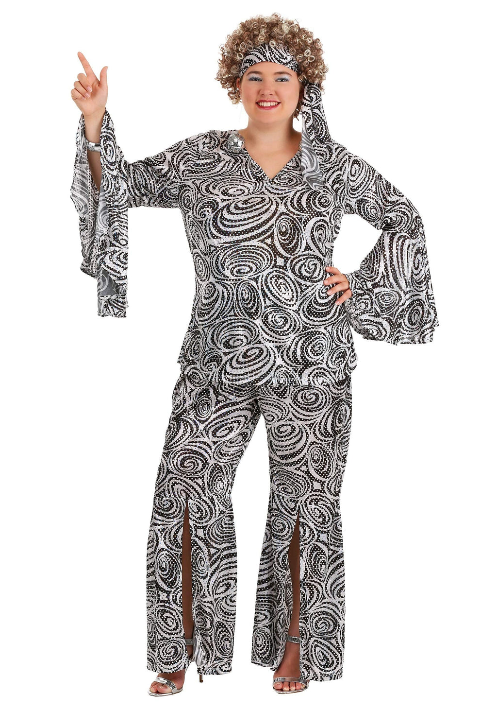 Foxy Lady Disco Costume - Women's 70s Retro Outfit with Bell Bottoms