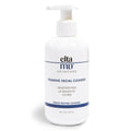 Foaming facial cleanser bottle with white pump, white bottle, blue label