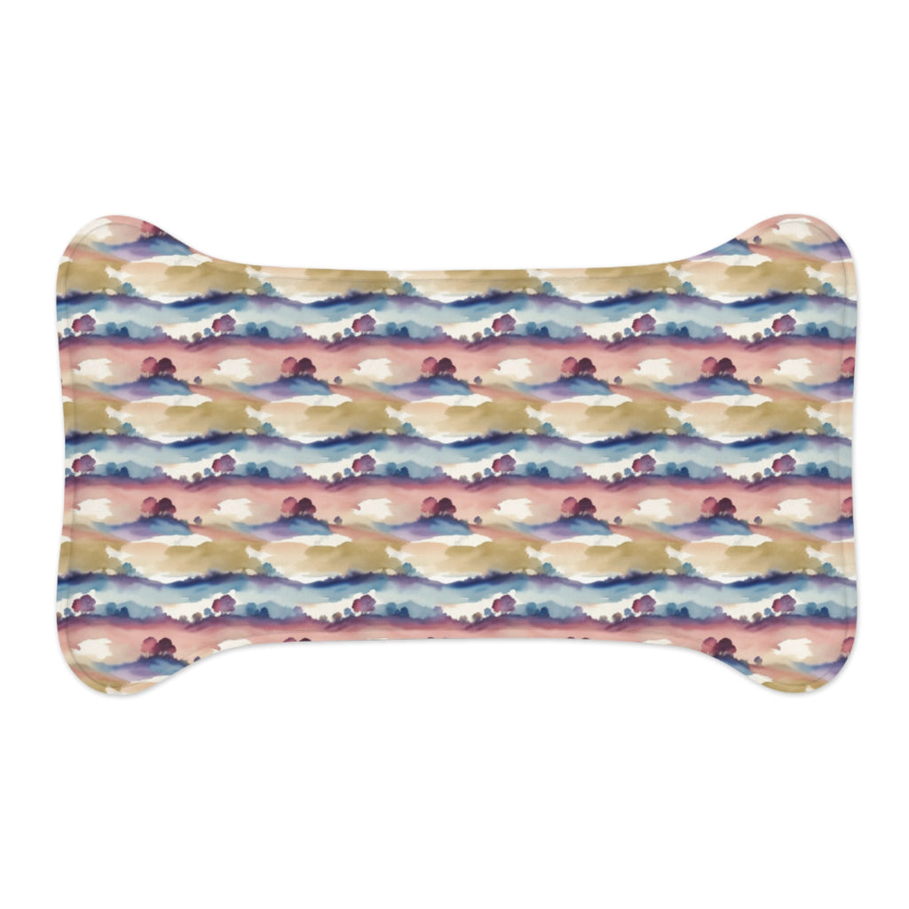 Watercolor Horizon Stripes in Dusk and Seafoam - Pet Feeding Mat Pet Ze