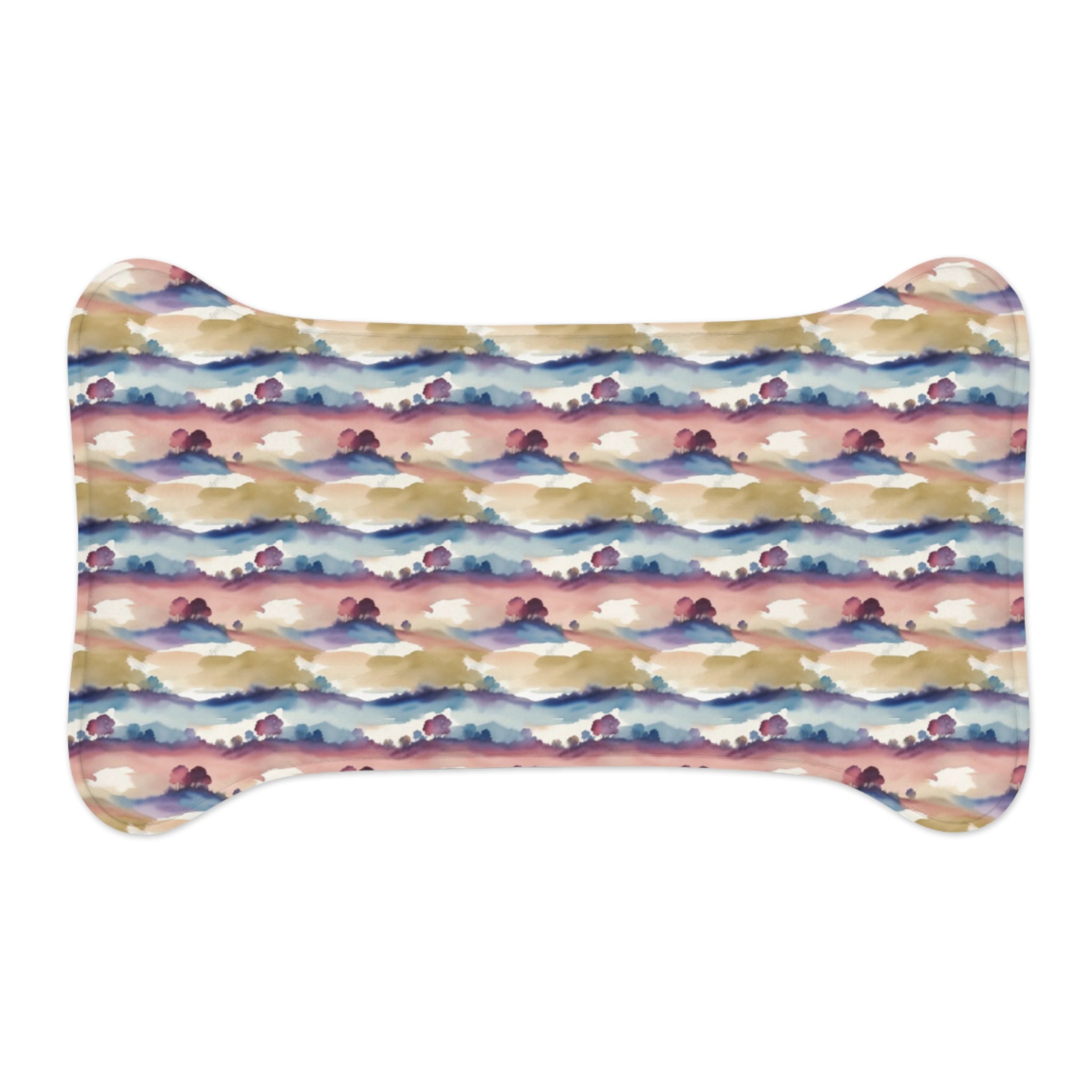 Watercolor Horizon Stripes in Dusk and Seafoam - Pet Feeding Mat Pet Ze