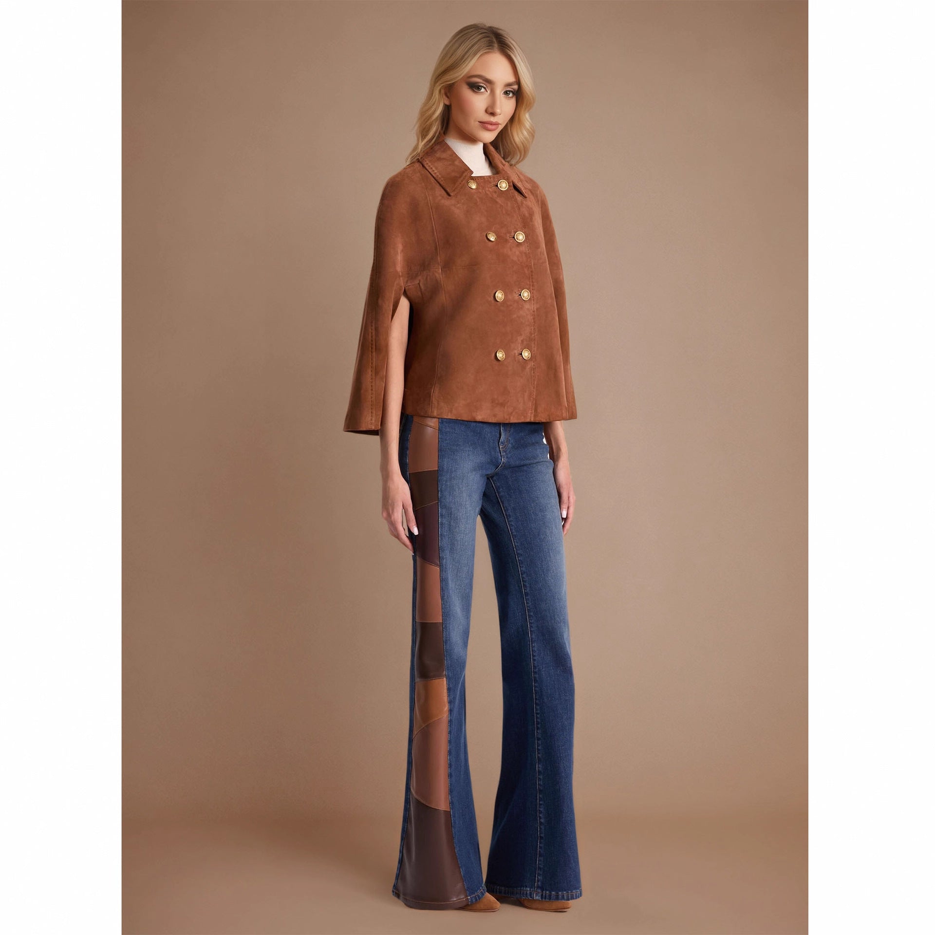 Women's Polyester Leather Loose Design Coat