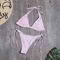 Swimwear Sexy Print Low Waist Split Swimsuit Bikini