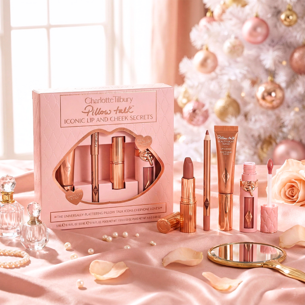 Charlotte Tilbury lip and cheek set gift box with lipsticks and cheek tubes