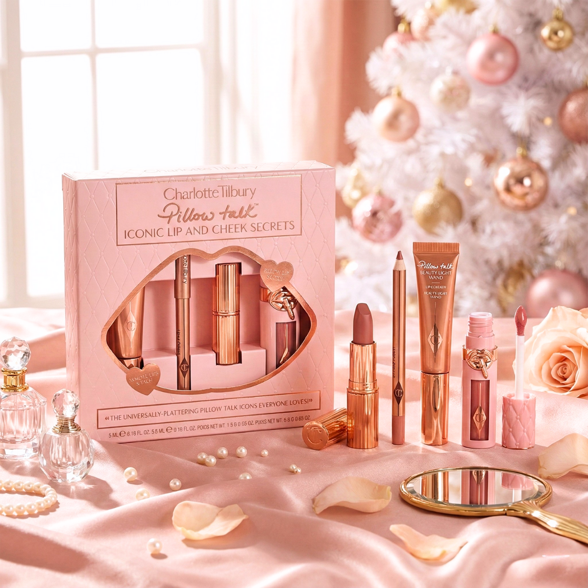 Charlotte Tilbury lip and cheek set gift box with lipsticks and cheek tubes