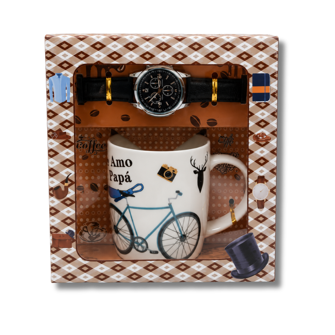 Taza de te amo papá con reloj