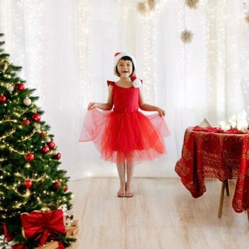 Red Elf Holiday Dress for Kids – Christmas Party Outfit -  Eco-friendly stocking stuffer