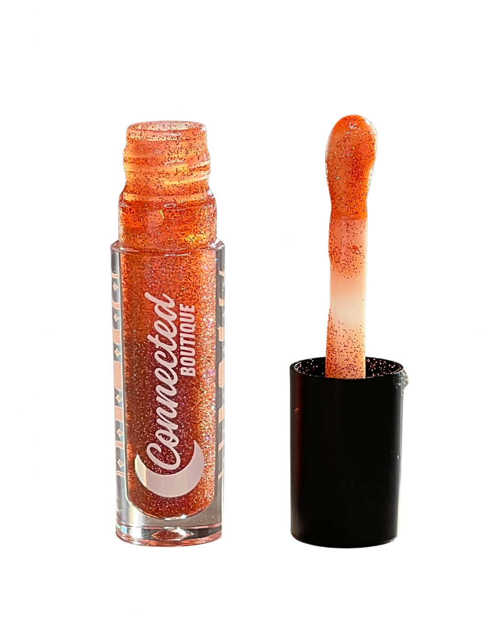 Promise pink duochrome lip gloss with duochrome glitter apple scented