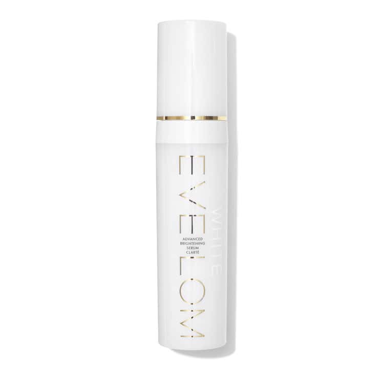Eve Lom brightening serum bottle with white cap and gold label