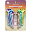 6-pack disposable razors with triple blades and lubricating strip, assorted colors