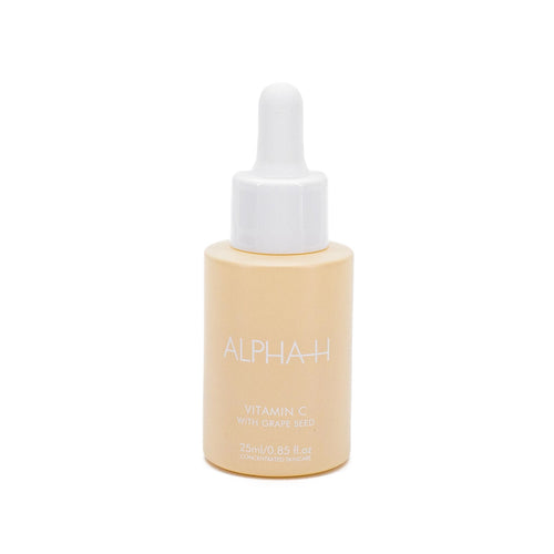 ALPHA-H Vitamin C serum dropper bottle with beige frosted glass