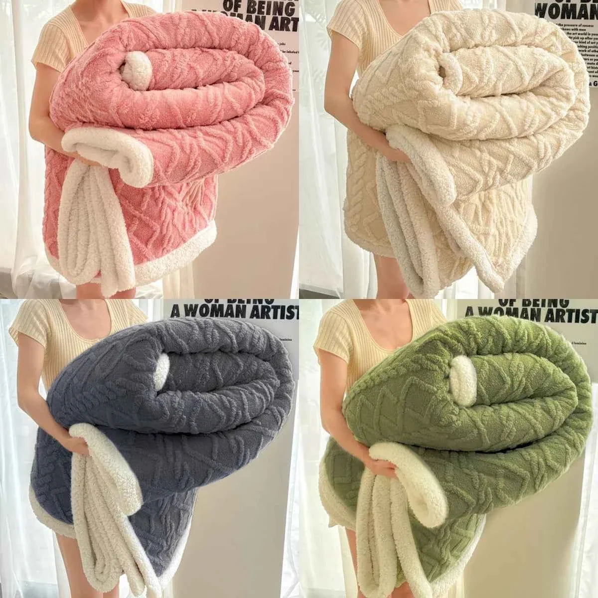 Jacquard Sherpa Weighted Blanket – 6.6 lb Soft Faux Rabbit Fur Throw
