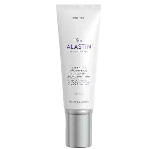 Tinted mineral sunscreen tube with protective label and SPF 36
