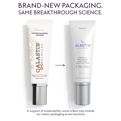 Tinted mineral sunscreen tubes shown side by side in new and classic packaging