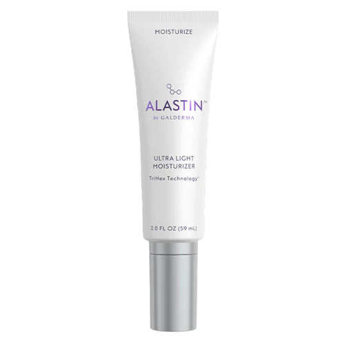 Ultra light moisturizer squeeze tube with white cap and silver base
