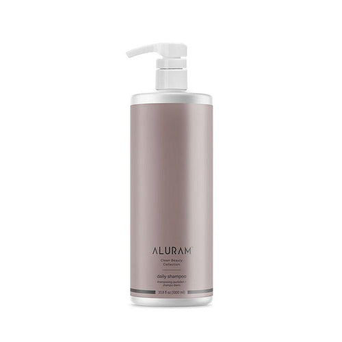 Aluram daily shampoo bottle with pump dispenser, mauve bottle