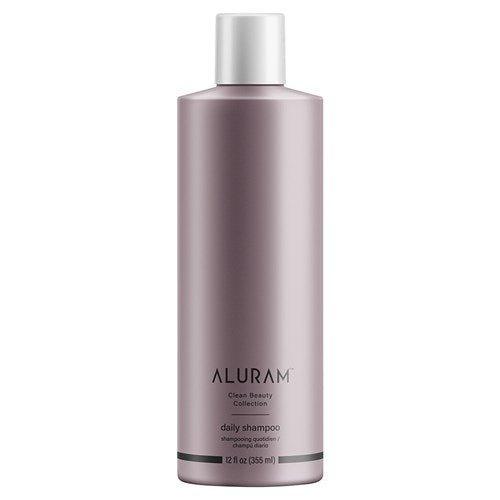 Aluram daily shampoo bottle, mauve plastic with silver cap