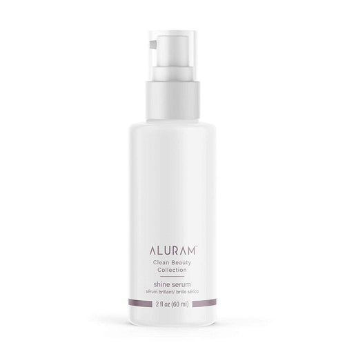 Aluram Shine Serum 2 oz glass bottle with pump dispenser, frosted label
