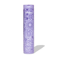 Purple shampoo bottle with cap and Amika label, side view.