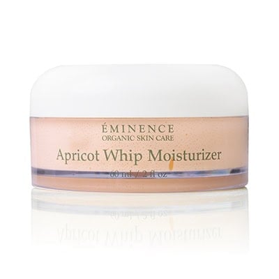 Apricot Whip moisturizer jar in white with peach cream label, plastic lid.