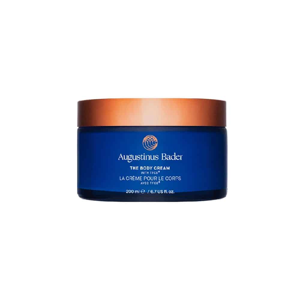 Augustinus Bader body cream jar, dark blue with bronze lid, 200 ml