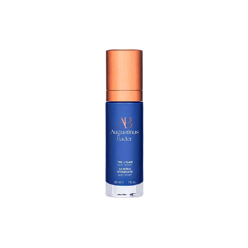 Augustinus Bader The Cream skin cream bottle with blue label and copper cap, 30 mL