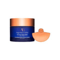 Face cream mask jar with orange lid and blue label, plus orange mask applicator