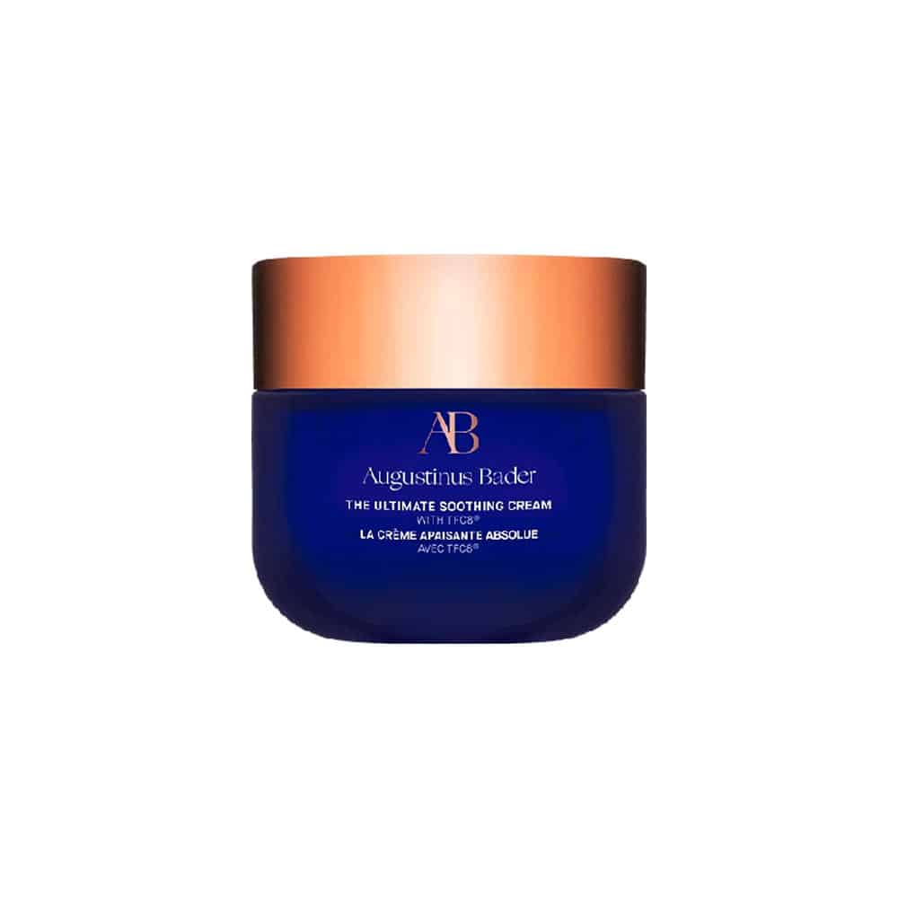 Augustinus Bader Ultimate Soothing Cream jar, blue glass with gold cap, 50 mL