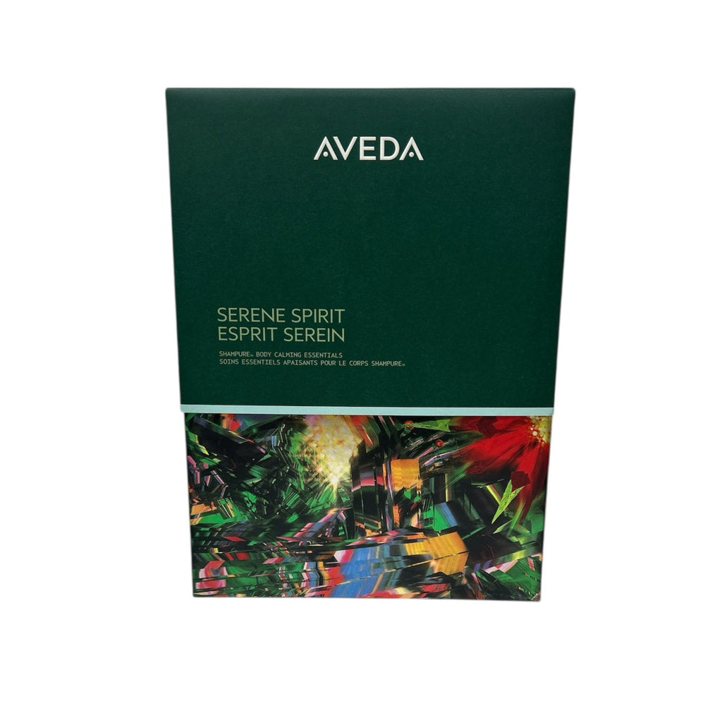 Aveda Serene Spirit gift box with green cover and multicolor base