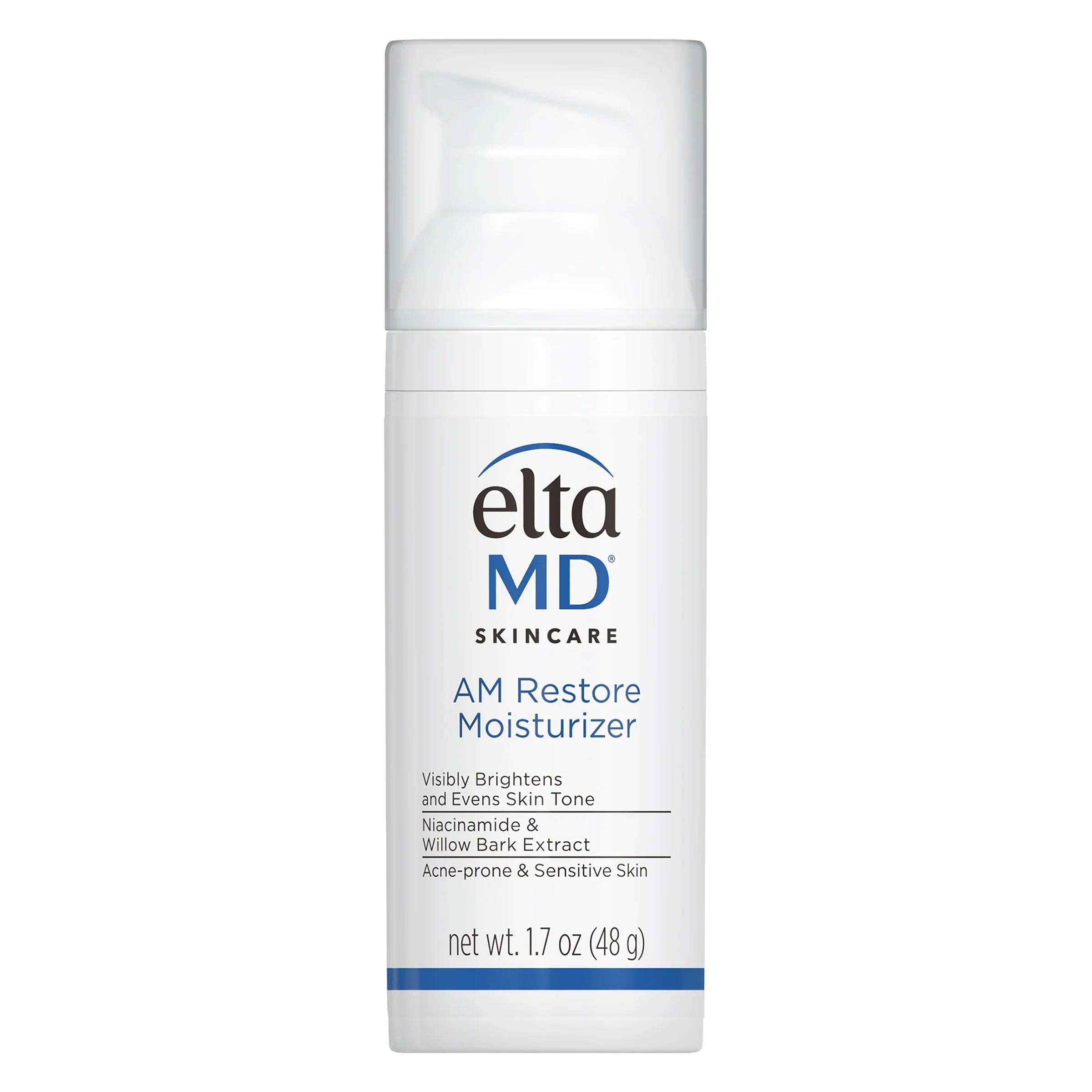 EltaMD AM Restore moisturizer bottle with white cap and blue label, 1.7 oz.