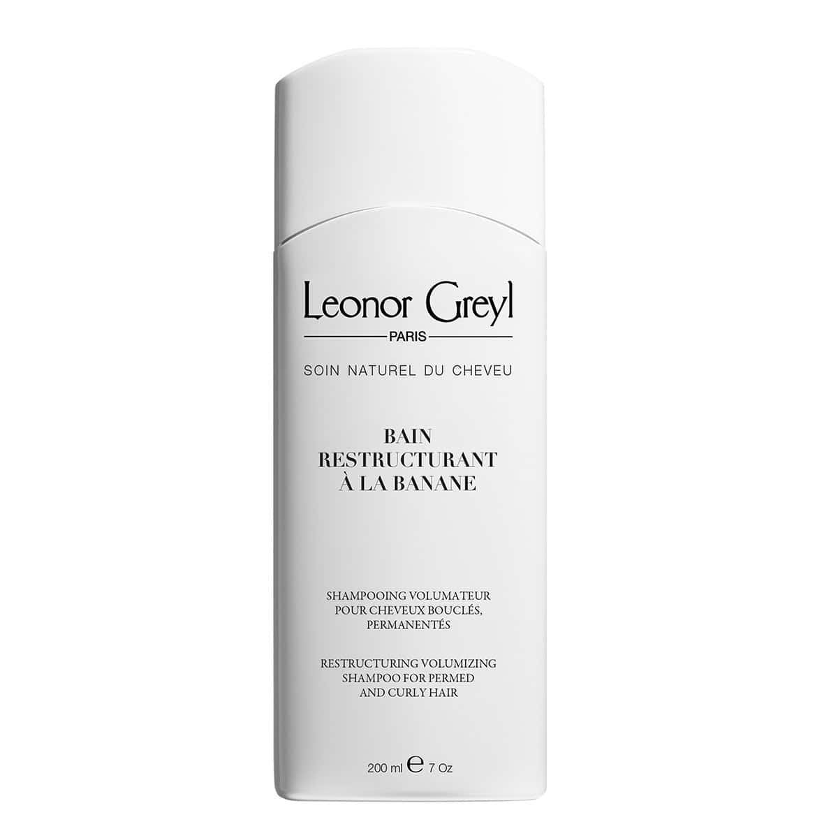 Leonor Greyl Bain Restructurant à la Banane shampoo bottle, white cap