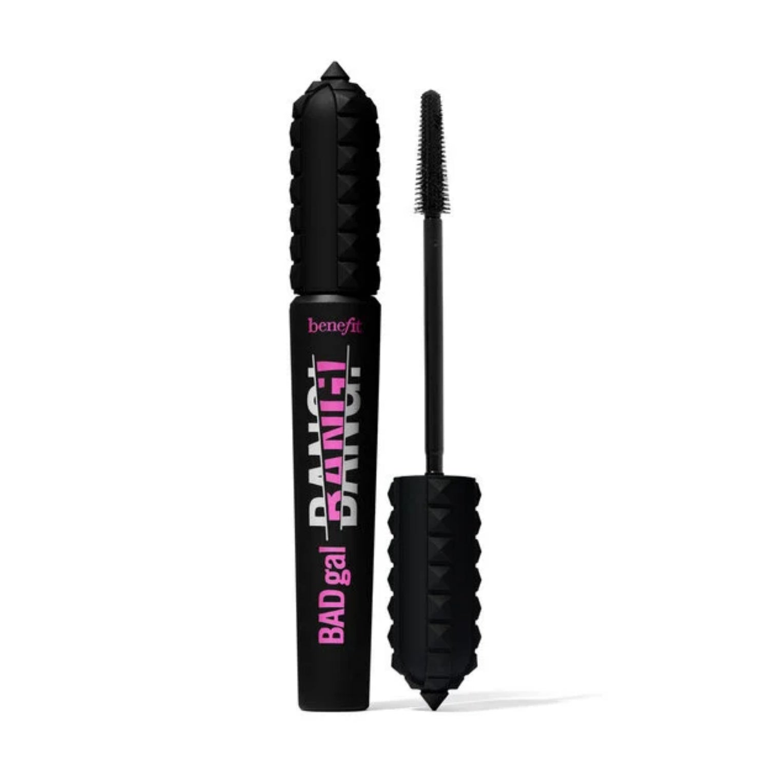 Volumizing mascara tube and wand with black mascara and sculpted brush