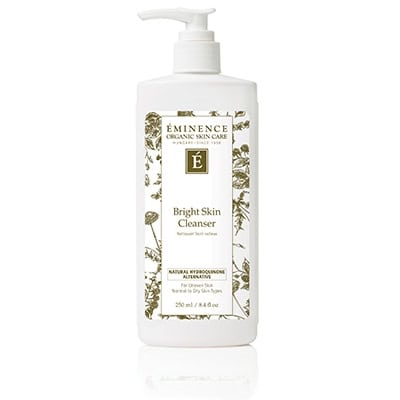 EMINENCE Bright Skin Cleanser white pump bottle, gold label