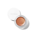 Bronzer compact with golden-brown shimmer powder pan and open lid.