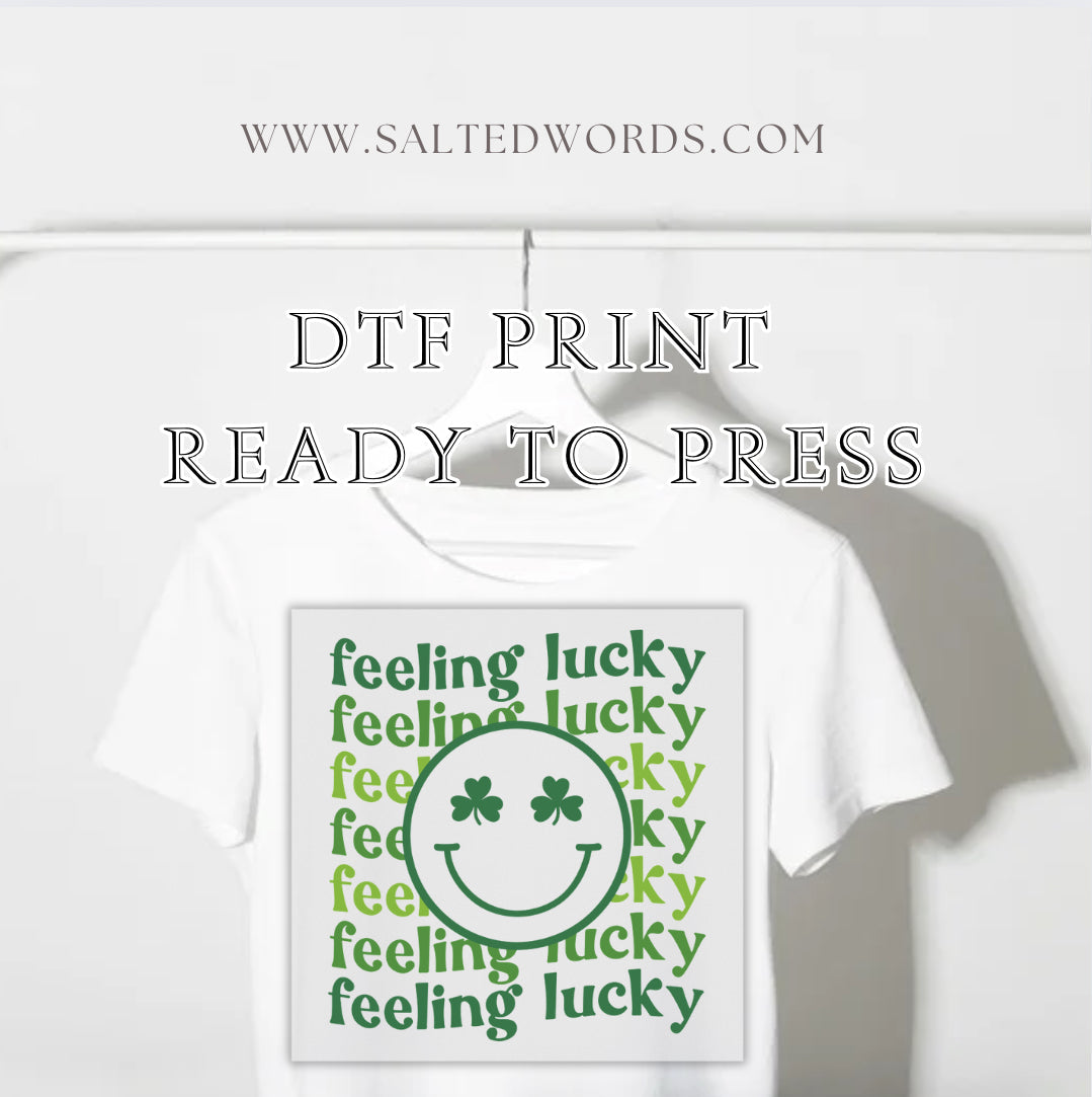 Feeling Lucky clover smilie face DTF print