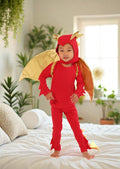 Sunfire Red Dragon with Gold Wings Costume for Kids – Handmade Fantasy Halloween Costume